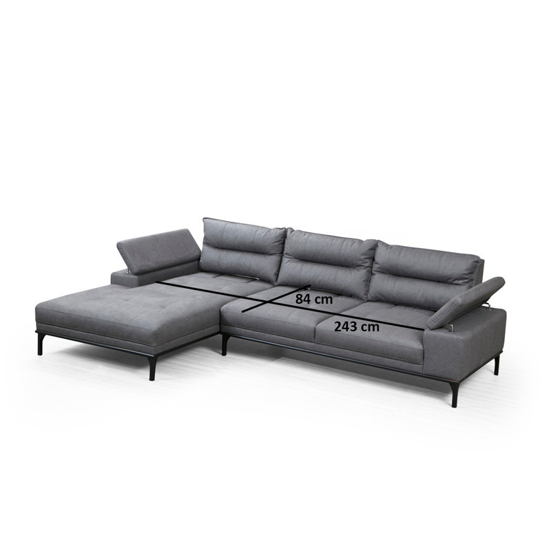 Canapé modulaire à angle large 121,65 po, Face à la gauche, gris