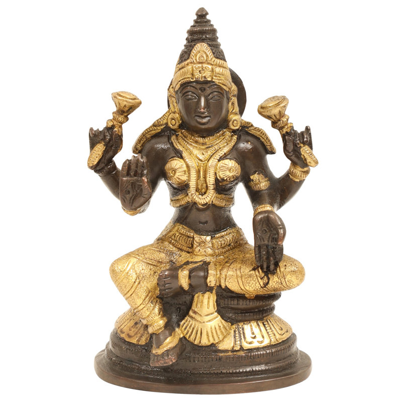 Handmade Statue Decorative Object, Brown/Gold
