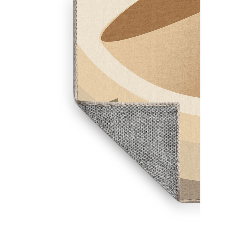 Machine Washable Higgins Salad Bowl Minimalist Rug in Beige – Beige Binding, 2x5
