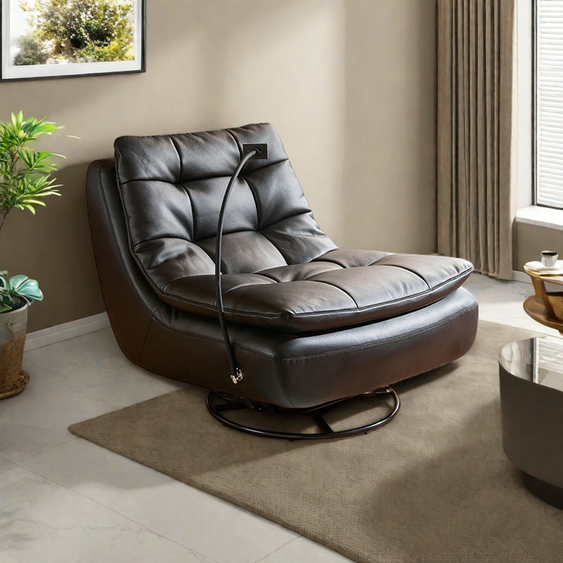 Luxueux fauteuil rotatif en cuir écologique, Black
