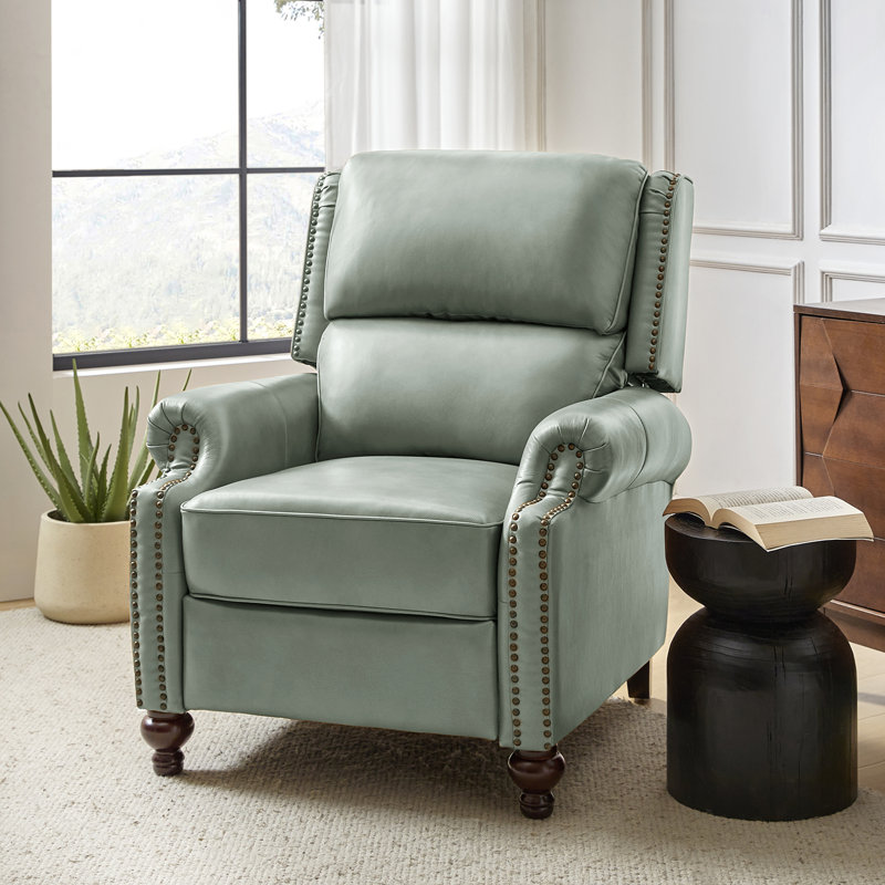 Fauteuil inclinable manuel en cuir véritable Adeesa, Cuir véritable gris