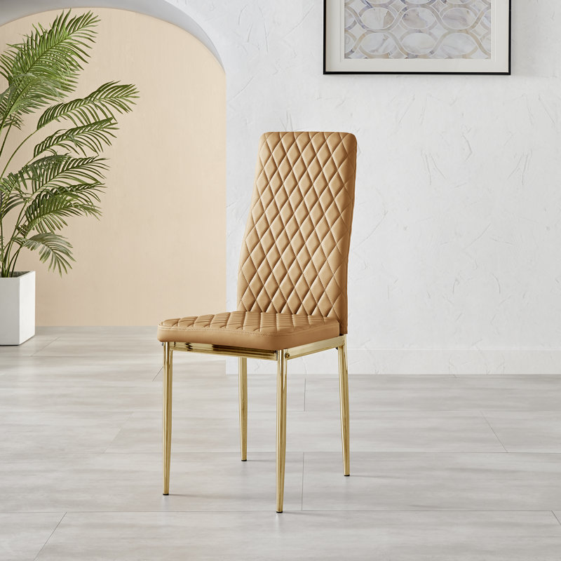 Chaise de salle à manger Eubanks, Jaune moutarde, Doré