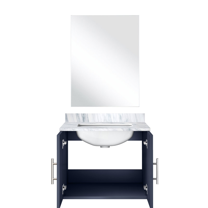 Meuble-lavabo bleu marine avec comptoir en marbre Miroir, fermeture en douceur, meuble-lavabo luxueux 22 H, comptoir, fonctionnalité pratique