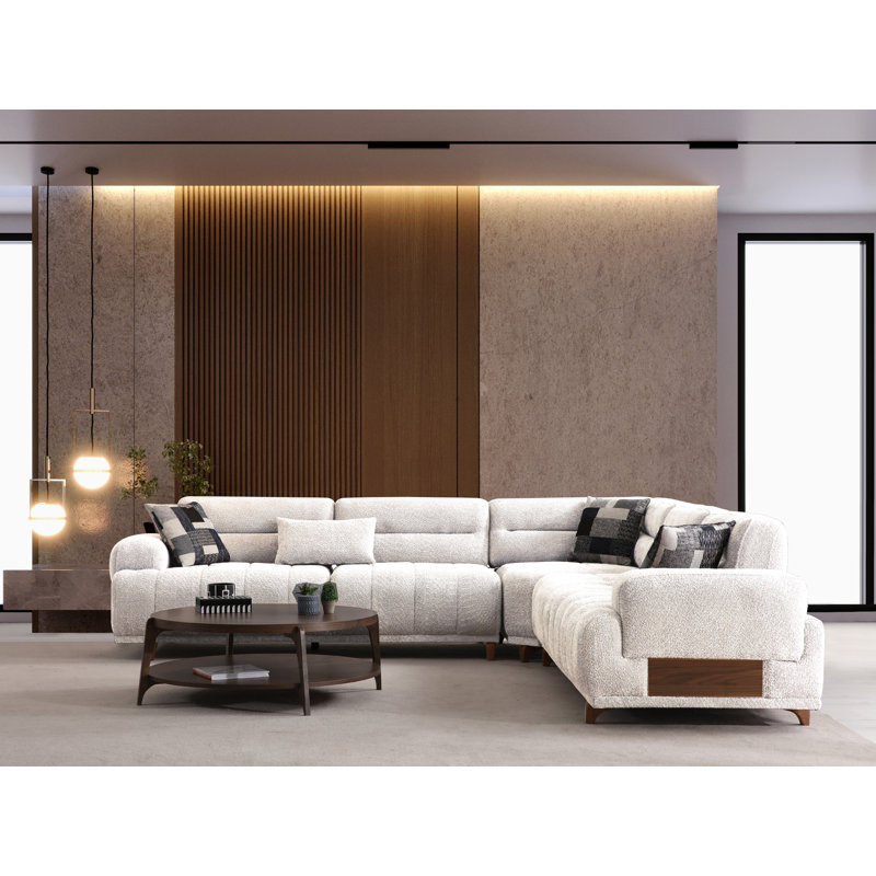 Canapé modulaire extensible Alfa Mobti, Boucle blanche