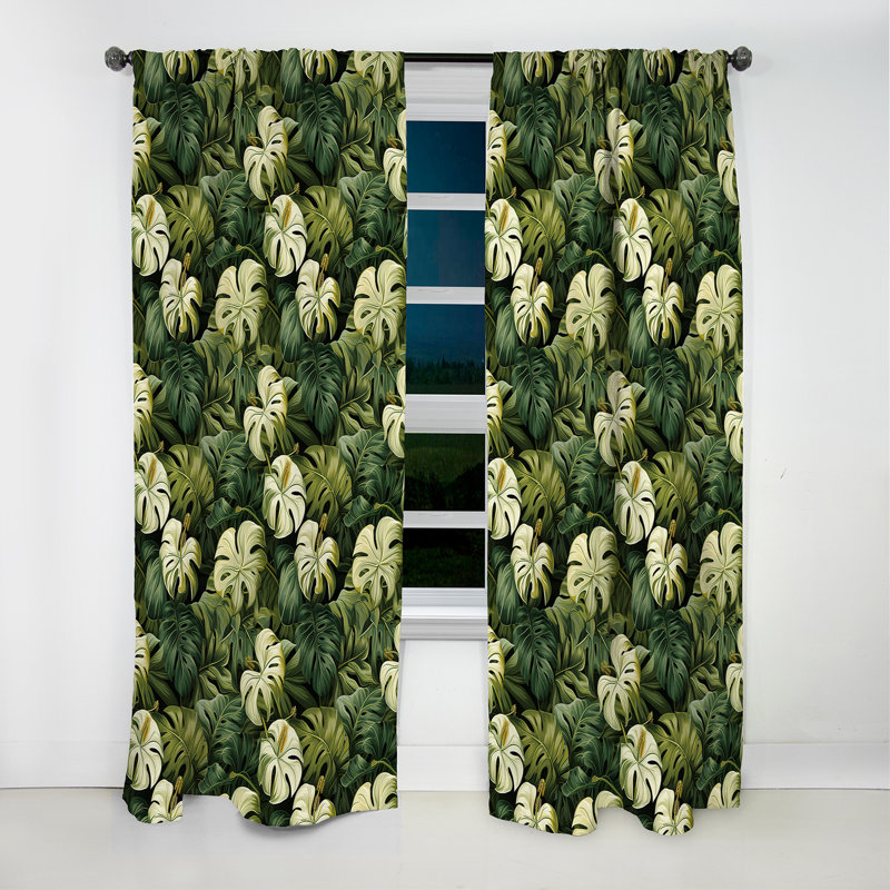 Monstera Elegance Motif tropical - Rideau floral - Rideau occultant floral - 1 panneau, L 52 po x L 84 po