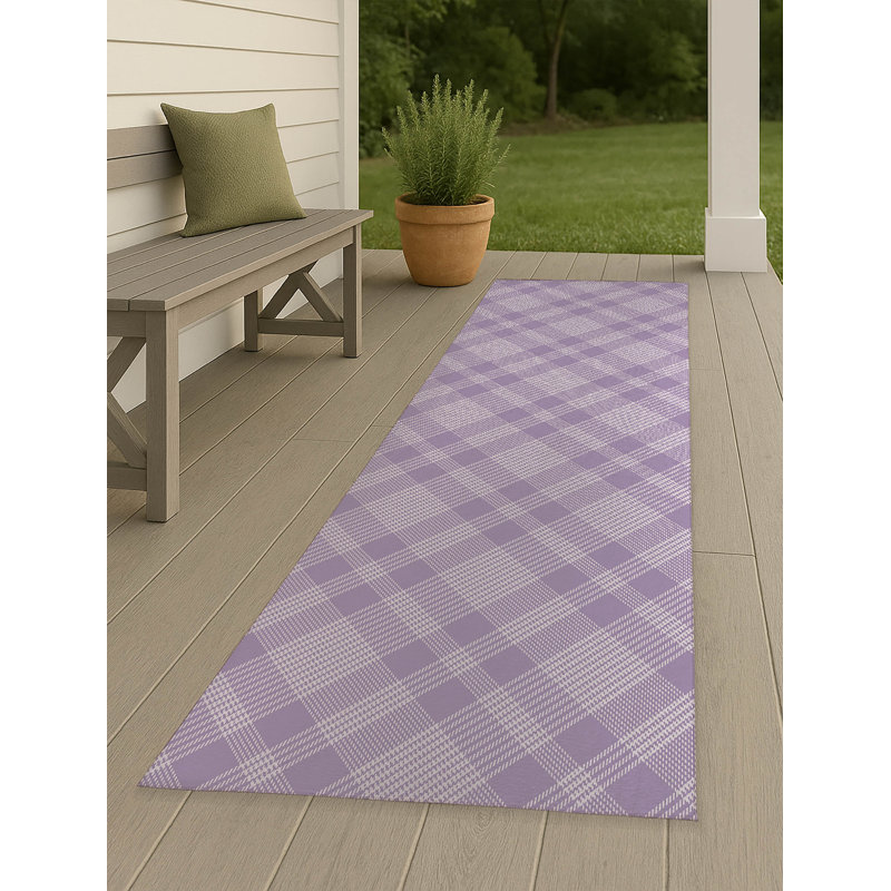 Lily Tartan Non-Slip Outdoor Rug, Runner 2'6" x 8'