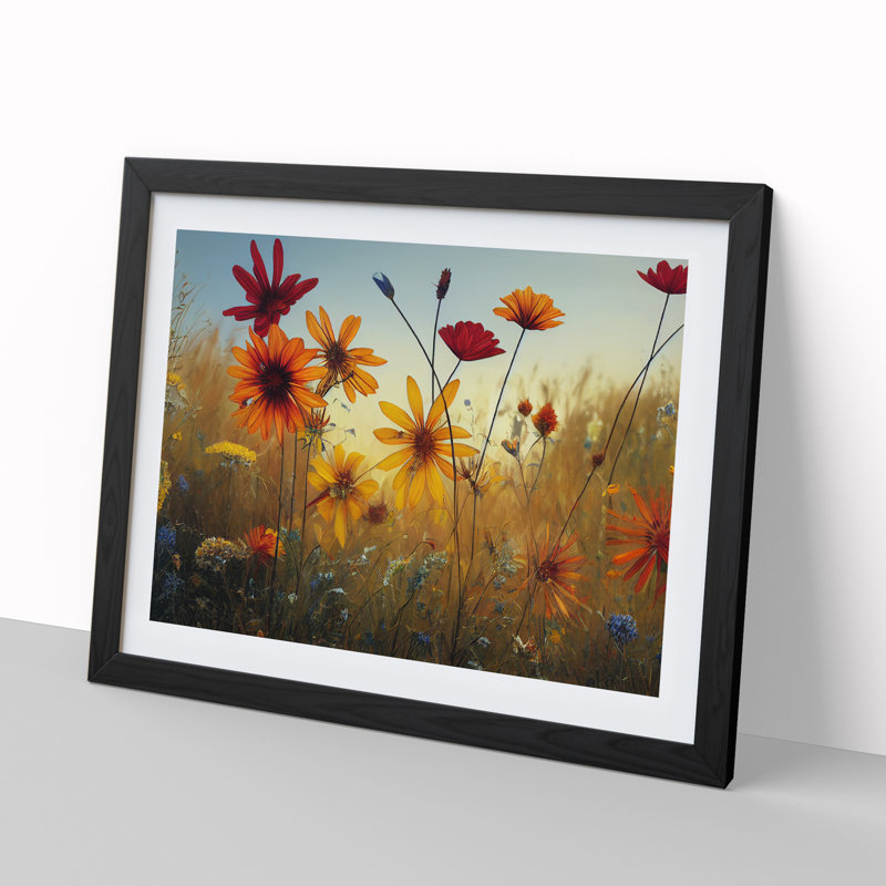XH1022-7593X Royal Wildflowers - Single Picture Frame Painting, 46cm H x 64cm W x 2cm D, Black
