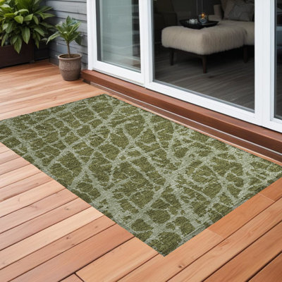 Tapis extérieur lavable et antidérapant abstrait 2 pi x 3 pi vert