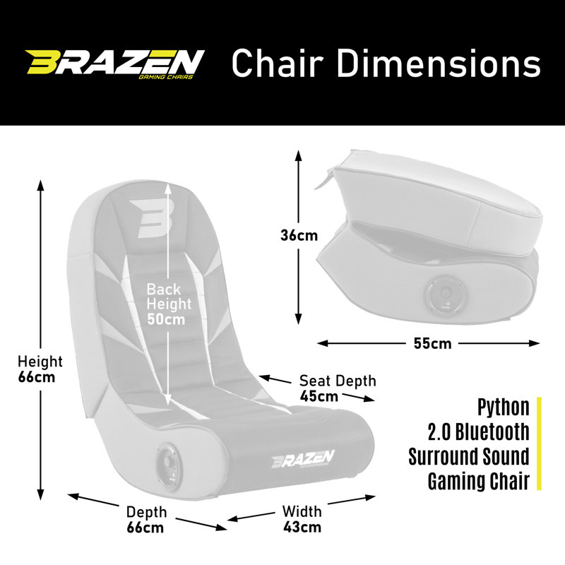 BraZen Python 2.0 Bluetooth Surround Sound Gaming Chair, Black