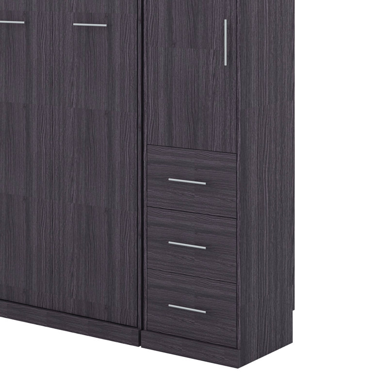 Lit escamotable simple avec garde-robe et tiroirs, Lit simple