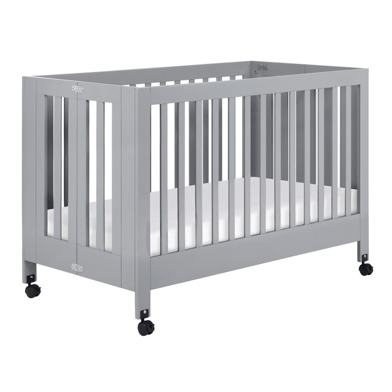 Maki 2-in-1 Convertible Portable Crib, Gray