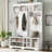 Hallway Hall Tree with Metal Hooks and Storage Space-607644357