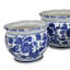 Jardinière moderne 3 pièces, d'inspiration japonaise, céramique bleu blanc