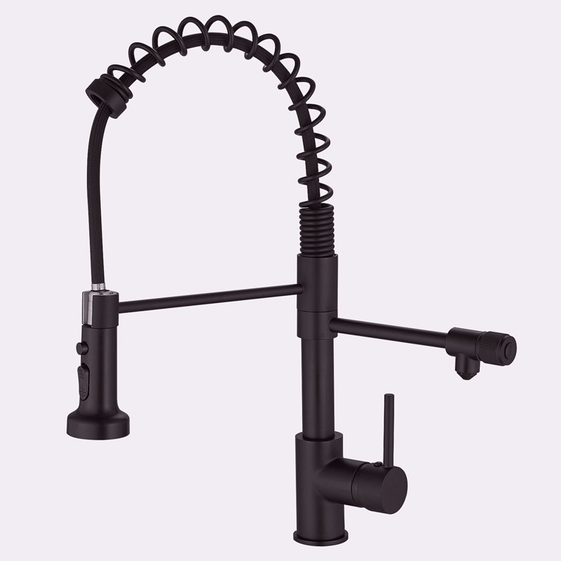 Robinet de cuisine de purificateur d'eau potable, robinet d'évier de cuisine rétractable, Noir
