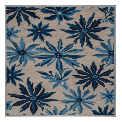 Tapis gris botanique lavable à la machine