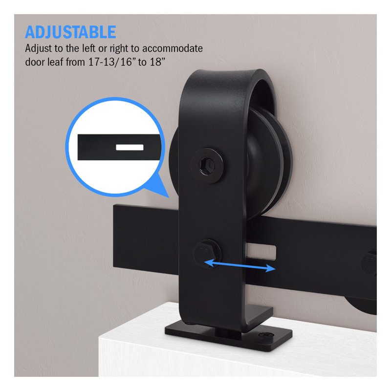 Black 38-3/16" Track Sliding Barn Door Hardware Kit