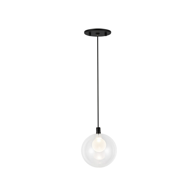 Luminaire suspendu en verre 5 pouces Bolla, Noir, Transparent