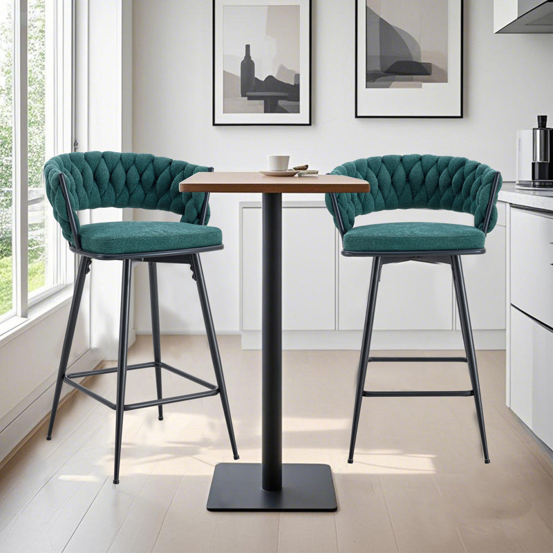 Two Sets Of Swivel Bar Stools, Black, Green