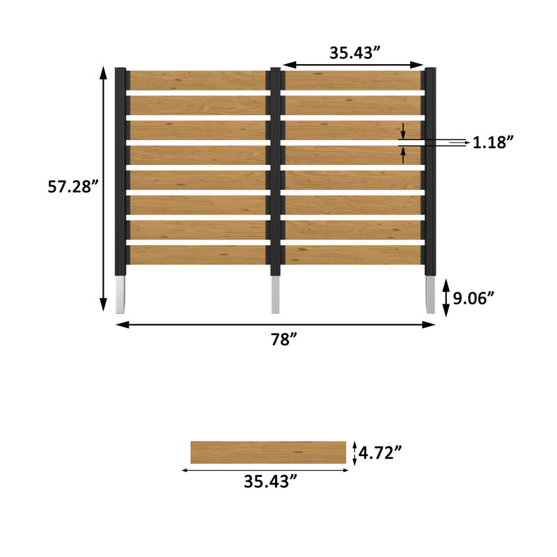 Panneau de clôture 78 po pour écran d'intimité, climatiseur en bois pour sol dur et sol mou, ensemble de 2 panneaux, raccordement à 4 côtés