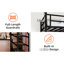 Lit mezzanine simple en fer noir avec garde-corps à 360 °, structure, cadre et compartiments de rangement pour la chambre à coucher, bureau en forme de L, conception encastrée compacte-1310371203