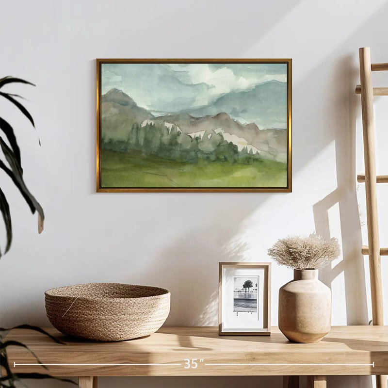 Plein Air Mountain View I, Floating Frame Gold, 19" X 13"