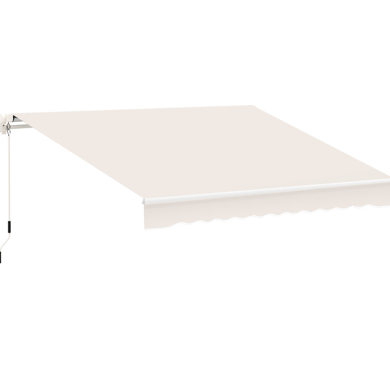 Auvent de terrasse beige escamotable 8 pi x 7 pi - Pare-soleil manuel pour terrasse, réglable sur supérieur et résistant à la chaleur, sur mesure