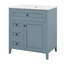 Meuble-lavabo de 30 po avec lavabo, armoire de salle de bain avec 3 tiroirs et tiroir basculant, porte à fermeture en douceur avec rangement-1874649919