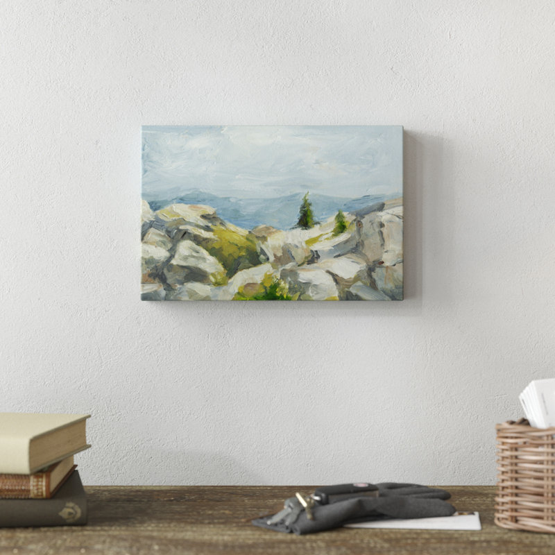 Impasto Mountainside III - Painting Print, 20cm H x 30cm W, Wrapped Canvas