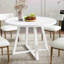 Ensemble de salle à manger 5 pièces, table à tréteaux ronde et 4 chaises rembourrées