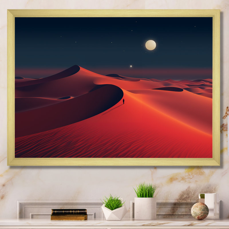 Red Desert Twilight Photo IV - Art mural désert, Cadre doré à coins fermés, H 16 po x l 32 po x P 1 po