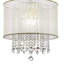 21 po de hauteur plafonnier «Bhavya» avec finition or et accents de cristal, abat-jour blanc