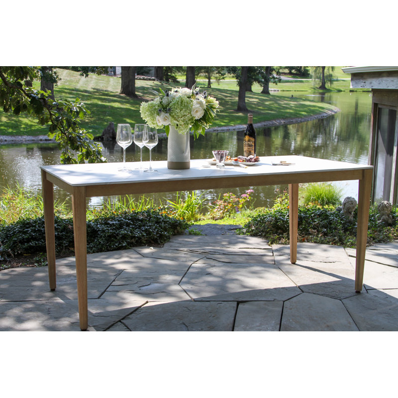 Lochland Antique Wash Eucalyptus & Marble Composite Dining Table, White