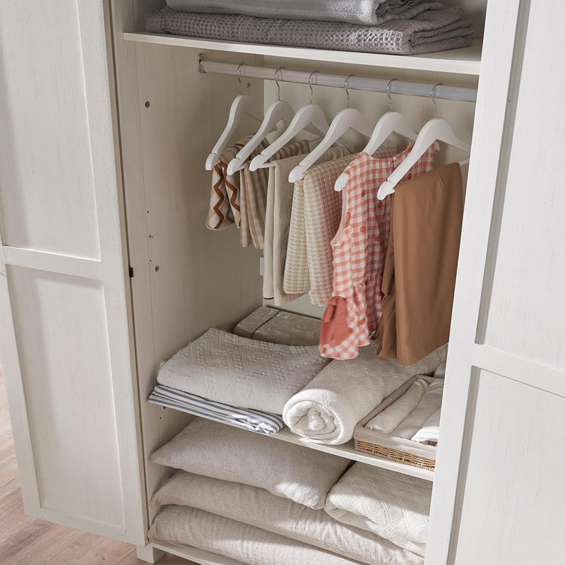 Armoire de rangement de 32 po de largeur à 4 niveaux avec tablettes réglables et 2 armoires rustiques avec porte suspendue pour cuisine, chambre à coucher, buanderie