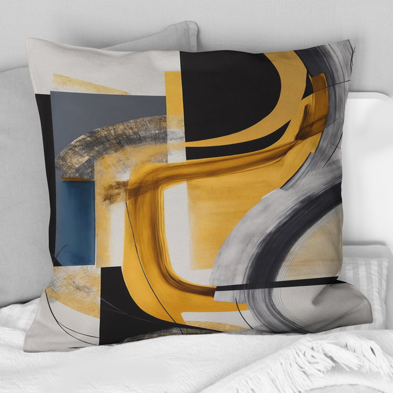Coussin Glam Gold and Black Expression IV - Abstract Spirals