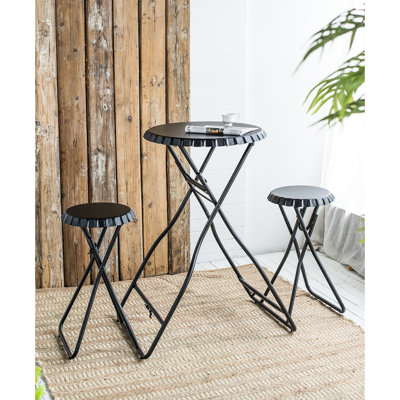 Table d'appoint en fer et deux sièges, 57,5 x 23,6 x 39,8 po, finition noire, décor de design industriel 57,5 x 23,6 x 39,8 po noir, fer, ornement de style