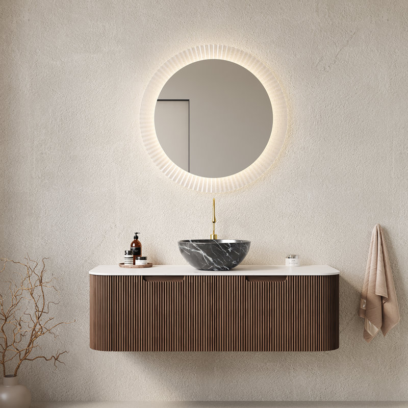 Chrisiyah Modern Minimalist Bathroom Vanity With Sink, Wall-Mounted and High-Quality Ceramic, Black Bowl, 36"