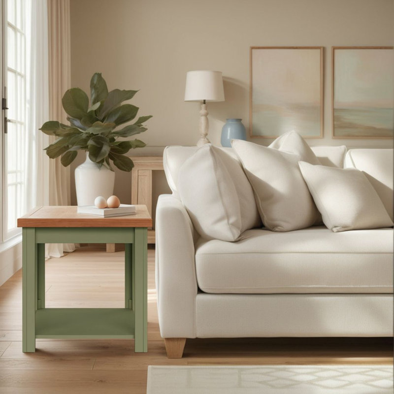 Table d'appoint avec tablette de rangement ouverte