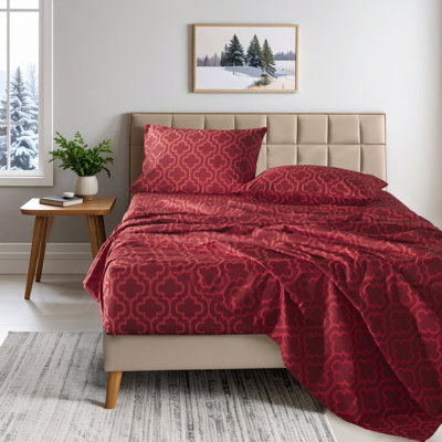 Ensemble de draps 100% flanelle de coton Blue Nile Mills Trellis