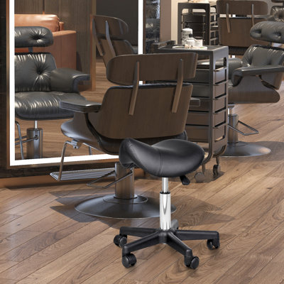 Adjustable Height Rolling Saddle Seat, Ergonomic Faux Leather, Smooth Movement In Spa, Salon, Massage, Office, Black Stool, Leather For Professional Use Office