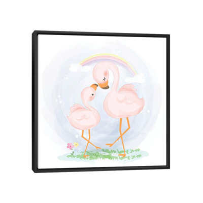 " Mommy And Baby Flamingo " by Mirano Painting Print