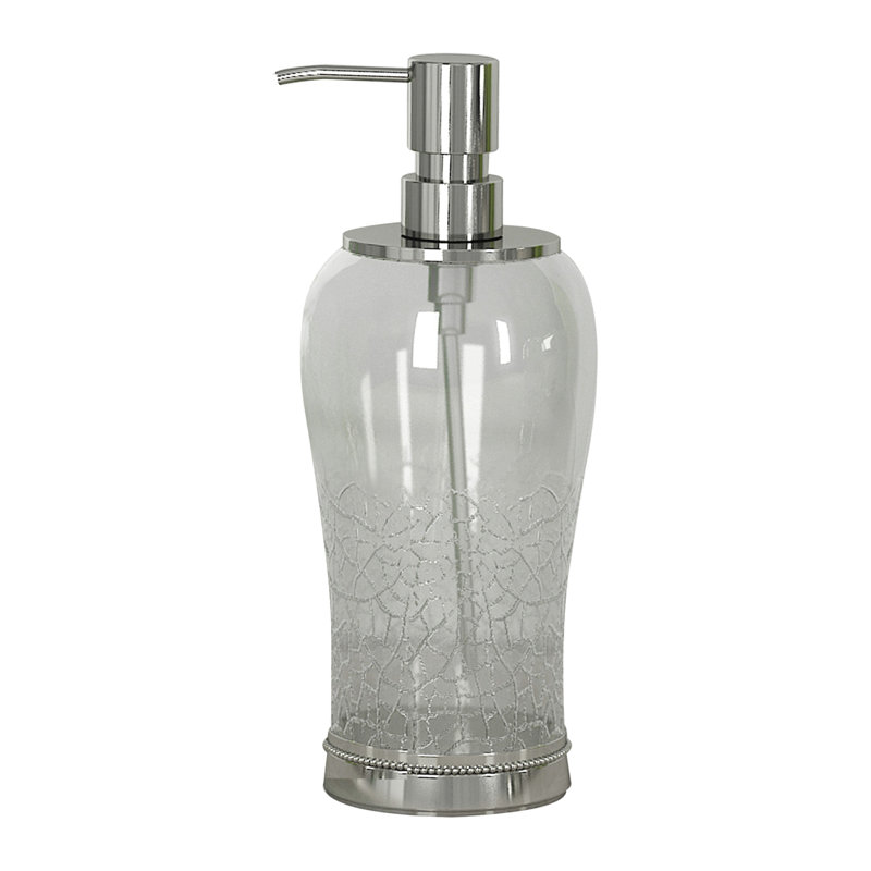 Verre liquide distributeur de savon pompe bouteille de salle de bain et lavabo de cuisine, contient savon, lotion et assainisseur verre craquelé