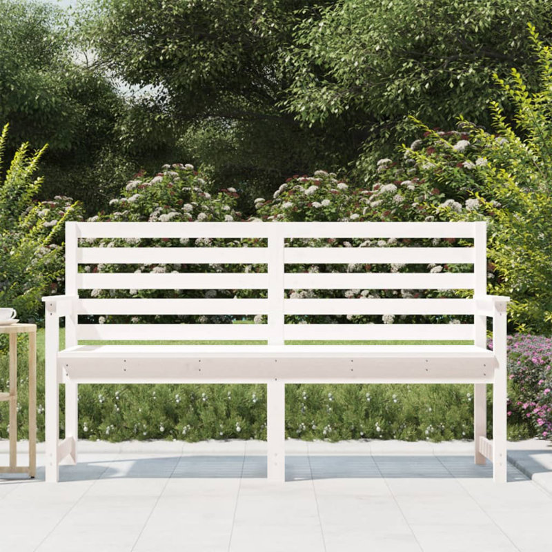 Franklinville Solid Wood Outdoor Bench, White