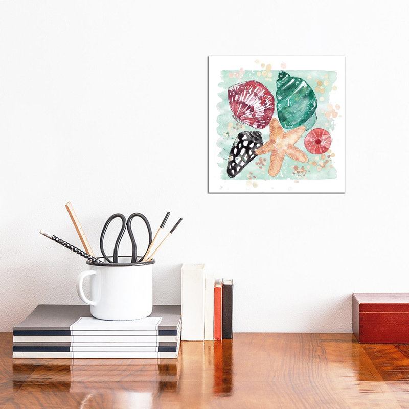 Beachcomber - Shell Medley by Sara Berrenson - Painting on Canvas, 66.04 cm H x 66.04 cm W x 3.175 cm D, Wrapped Canvas