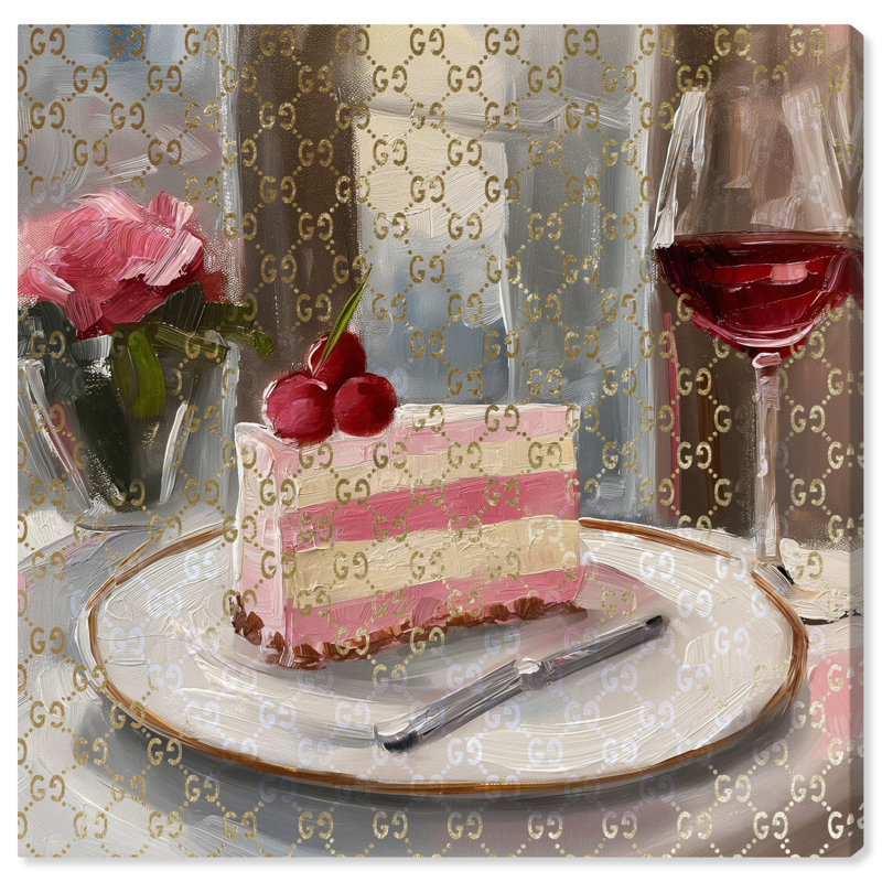 Luxurious Gold Pattern Cake Canvas Art for Kitchen
