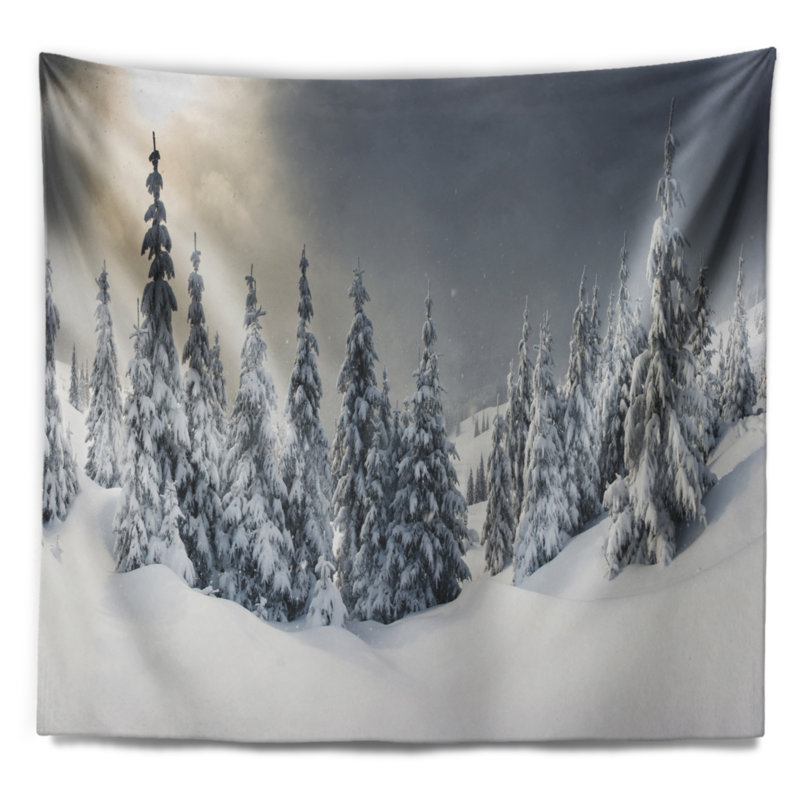 Tapisserie de paysage d'hiver de photographie, H 32 po x l 39 po