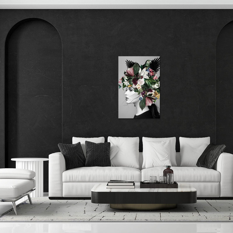 «Woman and Flowers III» par Danilo de Alexandria - impression non encadrée, H 24 po x l 16 po x P 0,25 po