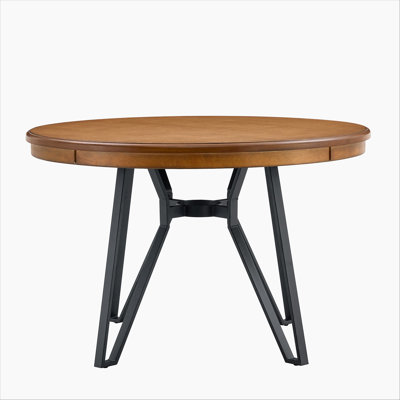  Table de salle à manger ronde avec base en métal, table de cuisine moderne en bois pour les coins-repas et les salles à manger, bois de frêne clair