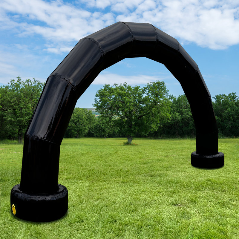 Arche gonflable demi-cercle en PVC 20 pi avec souffleur intégré, arche imperméable durable pour les marathons, les courses, les événements et les promotions commerciales - Noir