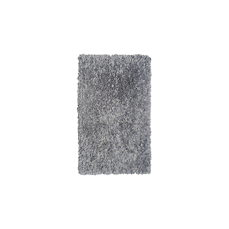 Tapis argenté en coton tissé à la main, Rectangle 4 pi 7 po x 7 pi 7 po