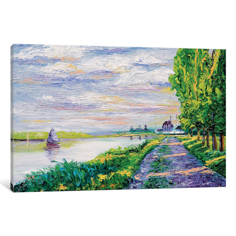 Reproduction d’art sur toile tendue, "hommage light lighting" à monet, H 18 po x l 26 po x P 1,5 po